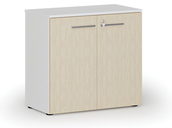 Kancelárska skriňa s dverami PRIMO WHITE, 800 x 420 x 740 mm, biela/breza