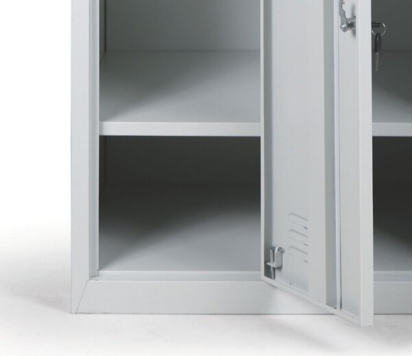 Šatníková skriňa S2 s úložnými boxami, 6 boxov, 1820 x 900 x 500 mm, demont, cylindrický zámok, oranžové dvere