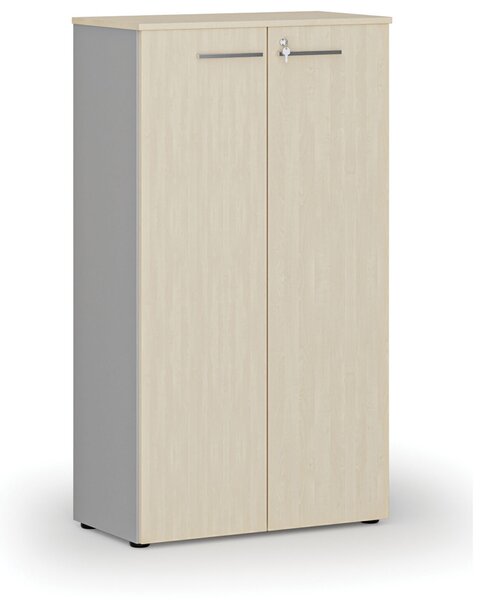 Kancelárska skriňa s dverami PRIMO GRAY, 800 x 420 x 1434 mm, sivá/breza