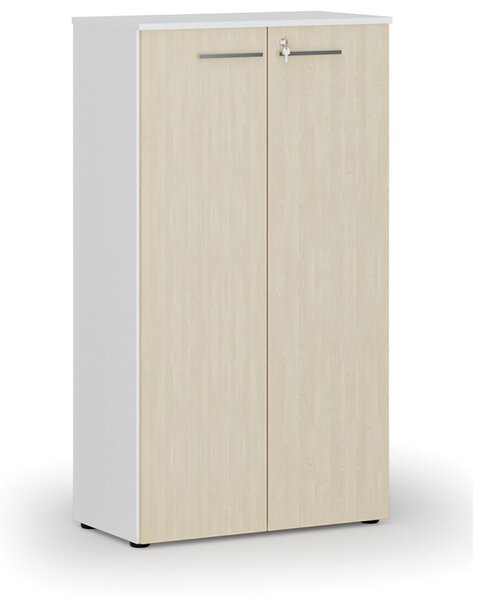 Kancelárska skriňa s dverami PRIMO WHITE, 800 x 420 x 1434 mm, biela/breza