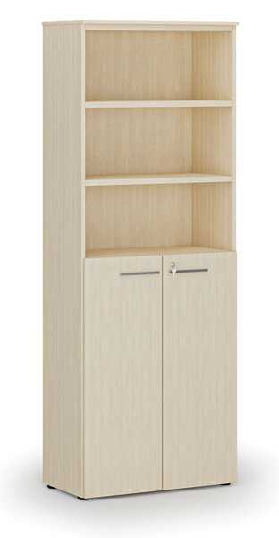 Kombinovaná kancelárska skriňa PRIMO WOOD, dvere na 3 poschodia, 800 x 420 x 2128 mm, breza