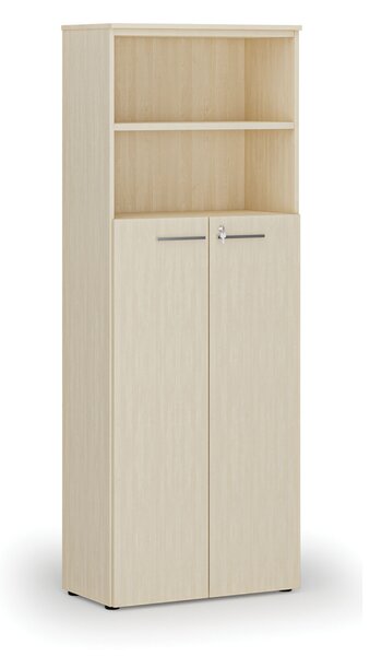 Kombinovaná kancelárska skriňa PRIMO WOOD, dvere na 4 poschodia, 800 x 420 x 2128 mm, breza