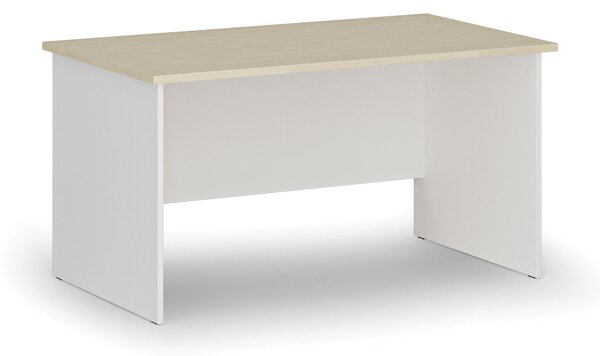 Kancelársky písací stôl PRIMO WHITE, 140x80 cm, biela/breza