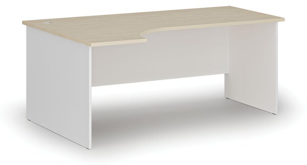 Rohový kancelársky písací stôl PRIMO WHITE, 180x120 cm, ľavý, biela/breza