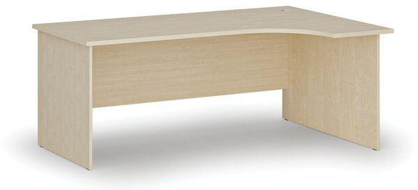 Rohový kancelársky písací stôl PRIMO WOOD, 180x120 cm, pravý, breza