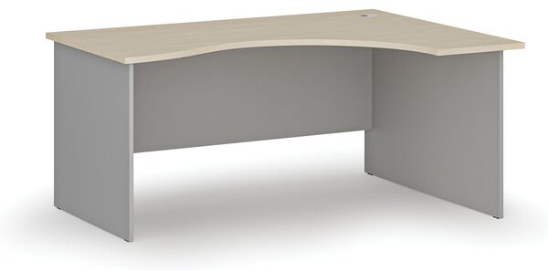 Ergonomický kancelársky písací stôl PRIMO GRAY, 160x120 cm, pravý, sivá/breza