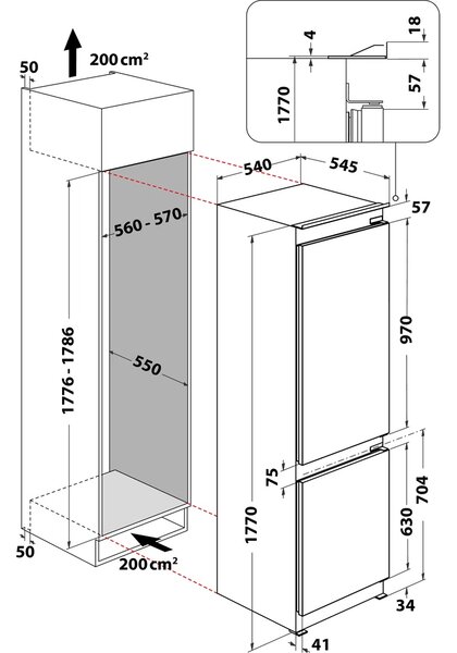 Whirlpool WHC18 T333 + kupóny na daľší nákup - Chladnička kombinovaná zabudovateľná