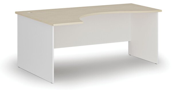 Ergonomický kancelársky písací stôl PRIMO WHITE, 180x120 cm, ľavý, biela/breza