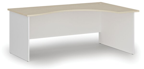 Ergonomický kancelársky písací stôl PRIMO WHITE, 180x120 cm, pravý, biela/breza