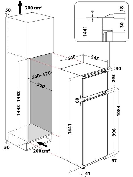 Whirlpool ART 3802 + kupóny na daľší nákup - Chladnička kombinovaná zabudovateľná