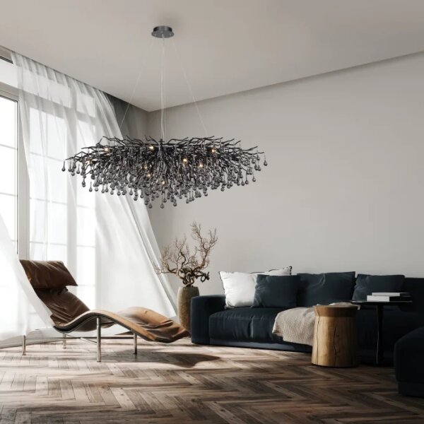 Paul Neuhaus 2031-18 - Závesný luster na lanku ICICLE 15xG9/40W/230V 75x150 cm čierna