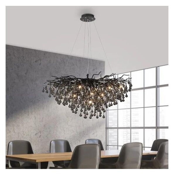 Paul Neuhaus 2192-18 - Závesný luster na lanku ICICLE 10xG9/40W/230V 50x100 cm čierna