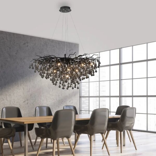 Paul Neuhaus 2192-18 - Závesný luster na lanku ICICLE 10xG9/40W/230V 50x100 cm čierna