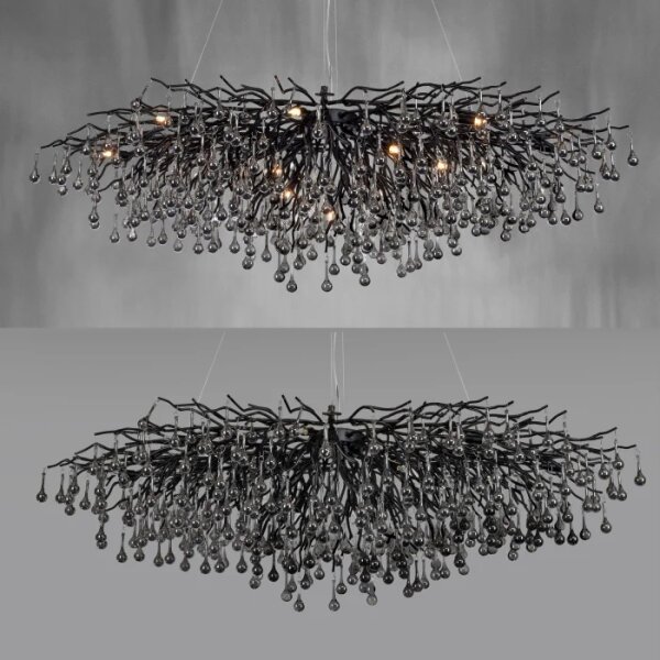 Paul Neuhaus 2031-18 - Závesný luster na lanku ICICLE 15xG9/40W/230V 75x150 cm čierna