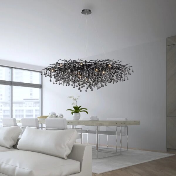 Paul Neuhaus 2031-18 - Závesný luster na lanku ICICLE 15xG9/40W/230V 75x150 cm čierna