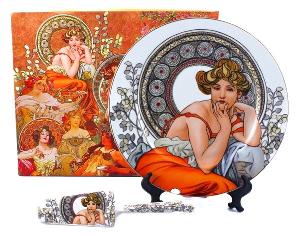 Tanier s lopatkou Alfons Mucha biely o 27cm