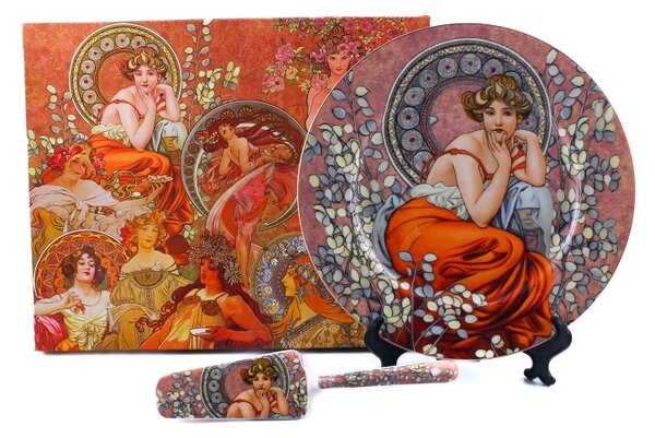 Tanier s lopatkou Alfons Mucha hnedý o 27cm
