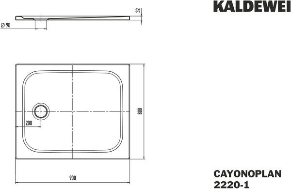 Kaldewei Cayonoplan - Sprchová vanička 800x900 mm, alpská biela, 375000010001