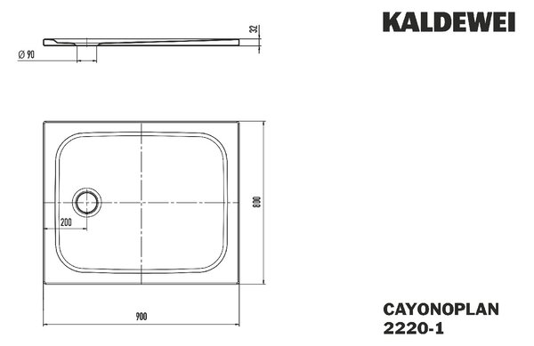 Kaldewei Cayonoplan - Sprchová vanička 800x900 mm, alpská biela, 375000010001