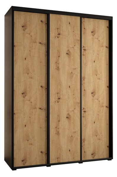 Šatníková skriňa ASIRI 1 - 170/45 cm, čierna / dub artisan / čierna