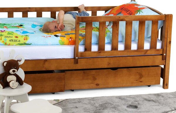 Wilsondo Detská posteľ so zábranou Oľga 2 - dub Rozmer: 180x80