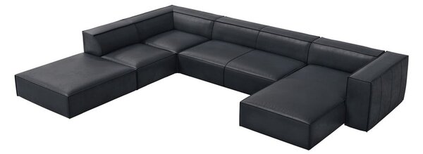 Tmavomodrá kožená rohová pohovka (ľavý roh) Madame – Windsor & Co Sofas
