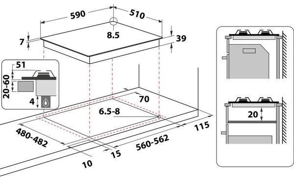 Whirlpool GMAL 6422/IXL + kupóny na daľší nákup - Plynová varná doska