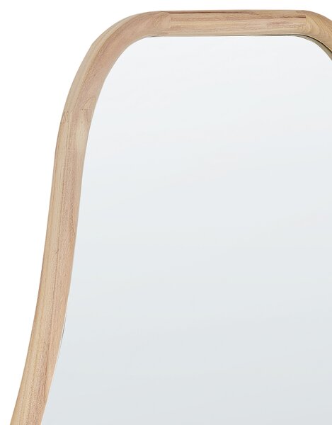 Nástenné zrkadlo svetlé drevo Paulownie 79 x 180 cm nepravidelný tvar s háčikmi moderný štýl závesné dekorácie