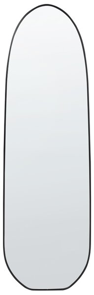 Nástenné zrkadlo čierne kovový rám hliník 46 x 160 cm nepravidelný tvar s háčikmi moderný štýl závesné dekorácie