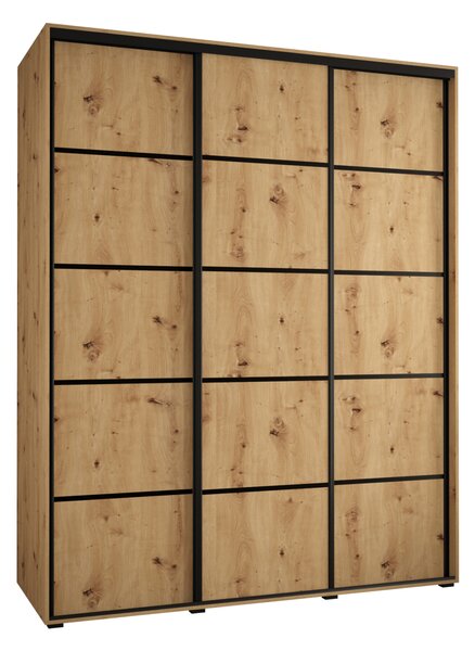Šatníková skriňa ASIRI 4 - 200/45 cm, dub artisan / čierna