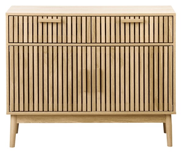 Komoda svetlé drevo MDF nohy z borovicového dreva 2 zásuvky 1 skrinka s dvierkami úložný priestor škandinávsky moderný štýl predsieň spálňa