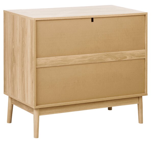 Komoda svetlé drevo MDF nohy z borovicového dreva 3 zásuvky úložný priestor škandinávsky moderný štýl predsieň spálňa