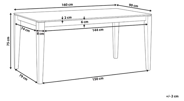 Jedálenský stôl tmavý orech MDF kaučuk 160 x 90 cm pre 6 osôb moderný retro štýl kuchyňa jedáleň