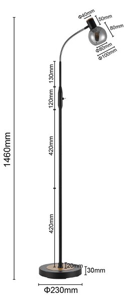 STOJACIA LAMPA, 23/146 cm Novel - Interiérové svietidlá