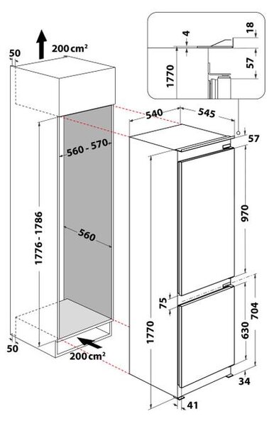 Whirlpool WHC18 T594 + kupóny na daľší nákup - Chladnička kombinovaná zabudovateľná