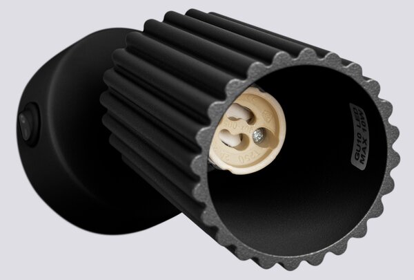 Bodové svietidlo Karbon, 1x čierne kovové tienidlo, (možnosť polohovania), vypínač