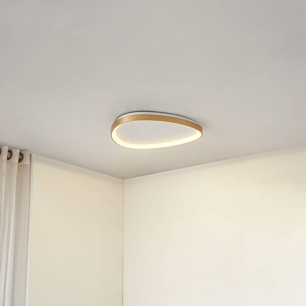 Lucande stropné LED svetlo Asken, 61 cm, zlaté, stmievateľné, Mosadz / zlato, Obývacia izba / jedáleň, Hliník, Moderný, Závesné svietidlo