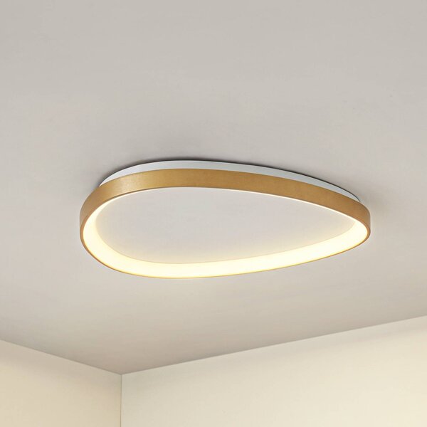 Lucande stropné LED svetlo Asken, 61 cm, zlaté, stmievateľné, Mosadz / zlato, Obývacia izba / jedáleň, Hliník, Moderný, Závesné svietidlo