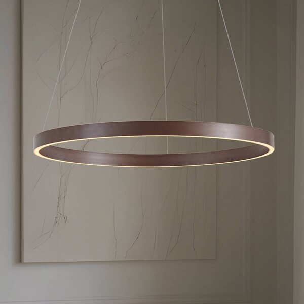 Lucande LED závesné svietidlo Yonam, Ø 80 cm, 1-pl., hnedé,, Hnedá / hrdzavá, Obývacia izba / jedáleň, kov, Moderný
