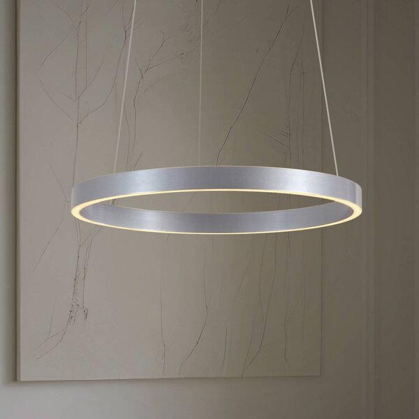 Lucande LED závesné svietidlo Yonam, Ø 60 cm, 1-pl., hliník,, Hliník / sivá / zinok, Obývacia izba / jedáleň, kov, Moderný
