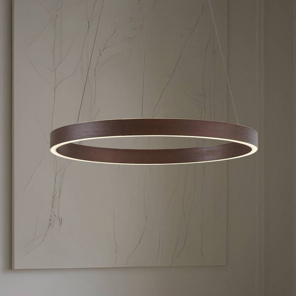 Lucande LED závesné svietidlo Yonam, Ø 60 cm, 1-pl., hnedé,, Hnedá / hrdzavá, Obývacia izba / jedáleň, kov, Moderný