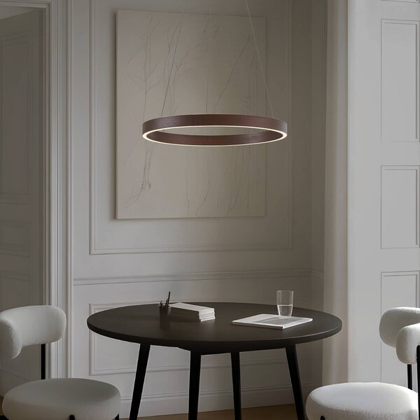 Lucande LED závesné svietidlo Yonam, Ø 60 cm, 1-pl., hnedé,, Hnedá / hrdzavá, Obývacia izba / jedáleň, kov, Moderný