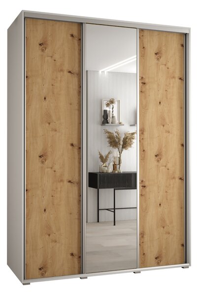 Šatníková skriňa ASIRI 3 - 180/60 cm, biela / dub artisan / strieborná