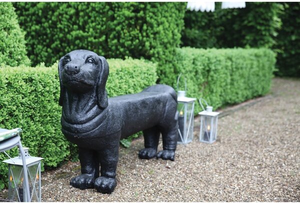 Čierna záhradná lavica Dachshund – Esschert Design