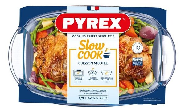 Sklenená zapekacia misa PYREX s vekom 36x22cm/6,7l