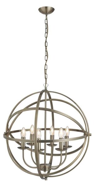 Searchlight 2476-6AB - Závesný luster ORBIT na retiazke 6xE14/60W/230V mosadz