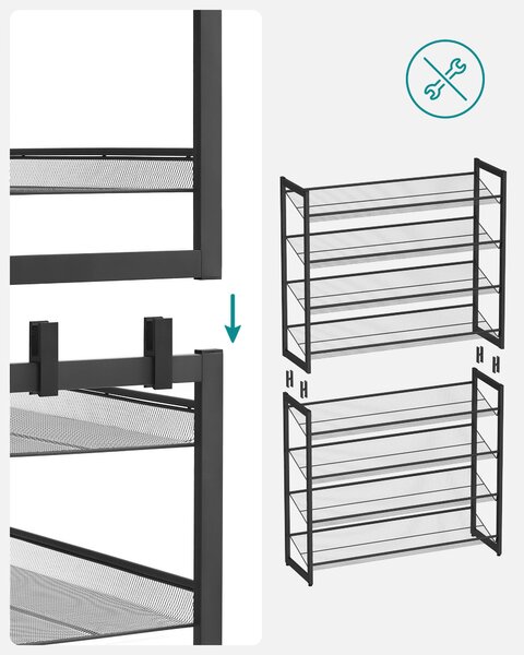 REGÁL NA TOPÁNKY, čierna, 92.5/163.5/30.7 cm Boxxx - Online Only drobný nábytok, Online Only