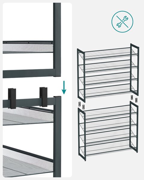 REGÁL NA TOPÁNKY, sivá, 92.5/163.5/30.7 cm Boxxx - Online Only drobný nábytok, Online Only
