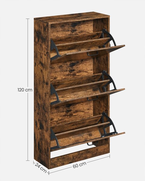 VÝKLOPNÁ SKRINKA NA TOPÁNKY, hnedá, čierna, 60/120/24 cm Boxxx - Online Only drobný nábytok, Online Only