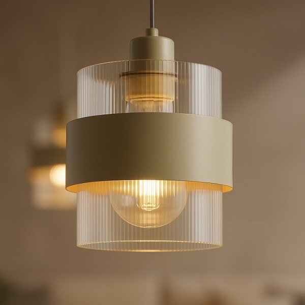 Luster na lanku VALENTINO 1xE27/15W/230V béžový/číry
